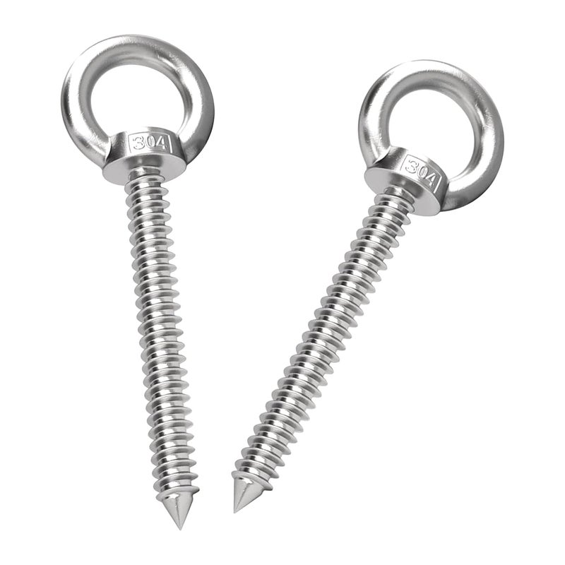 KIBBEH 5-Inch M10 Heavy Duty Eye Hooks, 304 Stainless Steel Self Tapping Eyelet Screw – 700LBS Load Capacity for Secure Hammock, Swing Chair, & Yoga Use (2 Pack) - Image 1